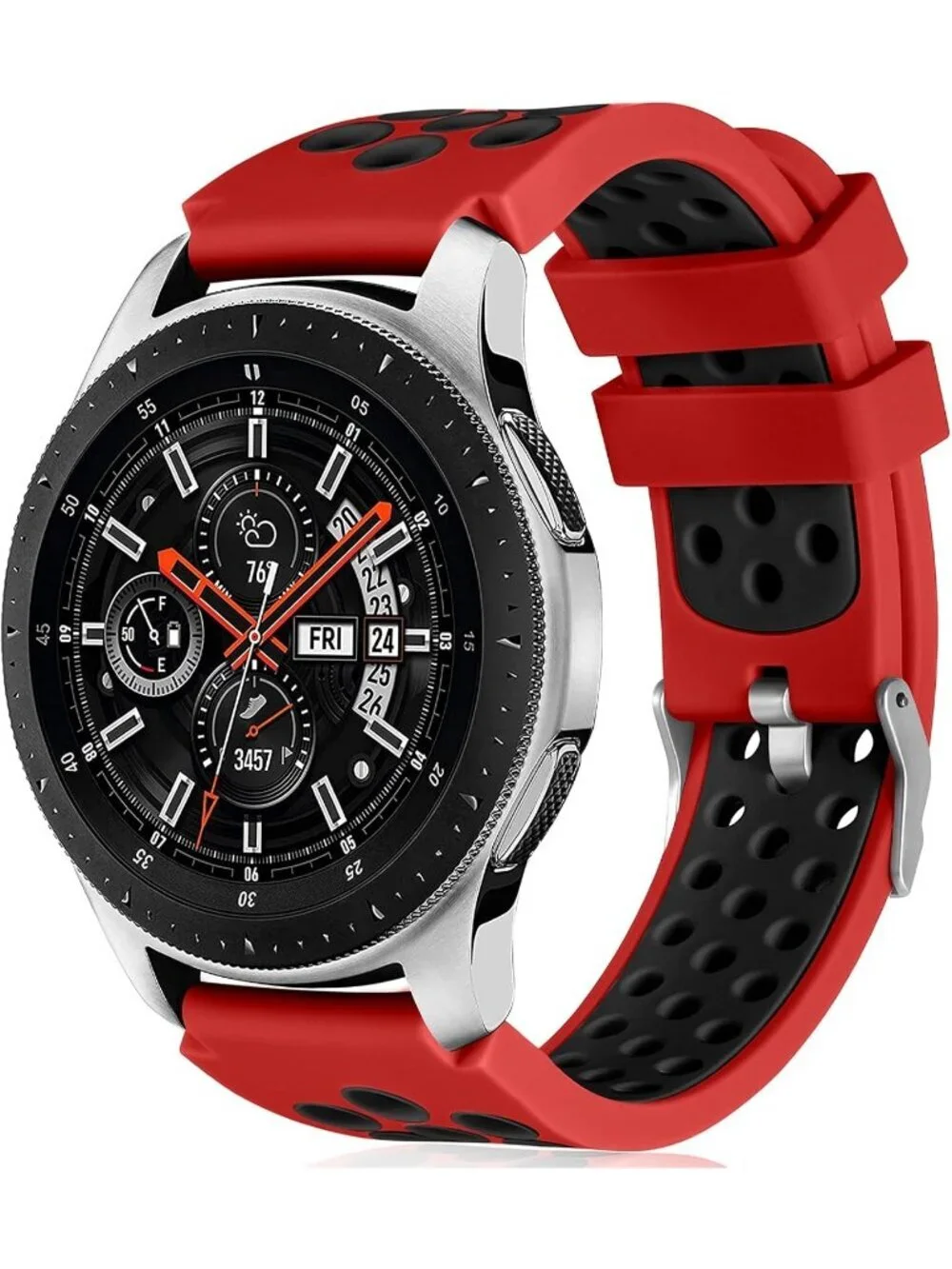 Unisex Red Black Analog Compatible Frontier Soft Silicone Samsung Galaxy Watch